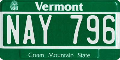 VT license plate NAY796