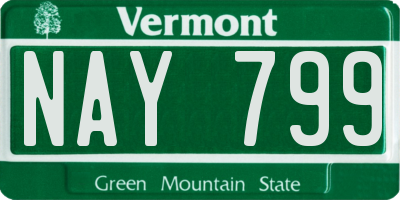 VT license plate NAY799