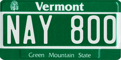VT license plate NAY800