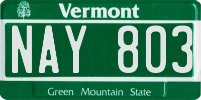 VT license plate NAY803
