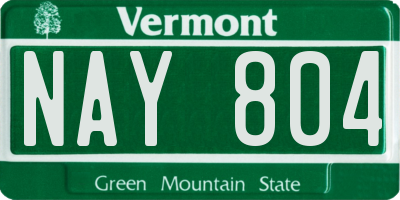 VT license plate NAY804