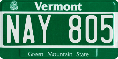 VT license plate NAY805
