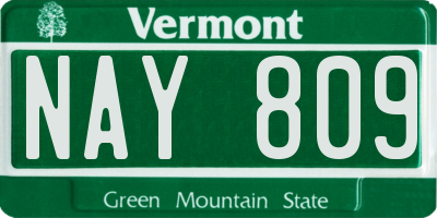 VT license plate NAY809