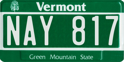 VT license plate NAY817