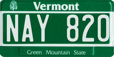 VT license plate NAY820