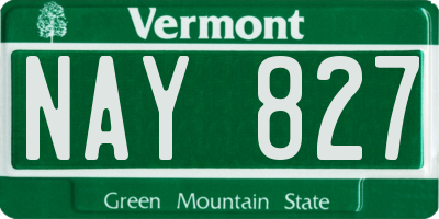 VT license plate NAY827