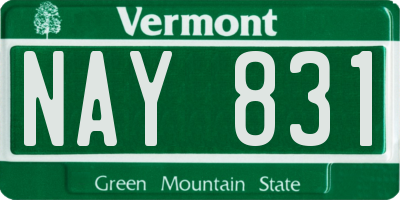 VT license plate NAY831