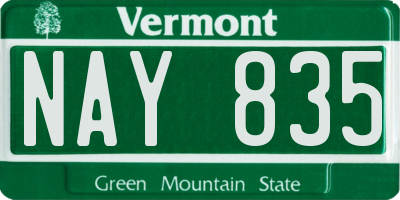 VT license plate NAY835