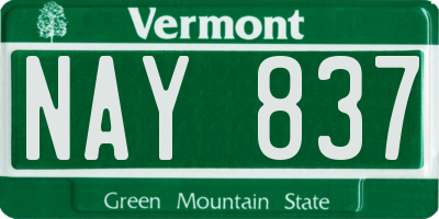 VT license plate NAY837