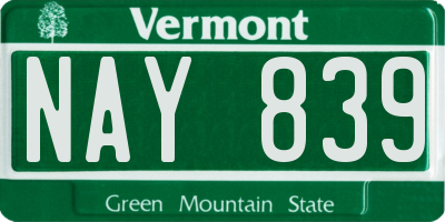 VT license plate NAY839