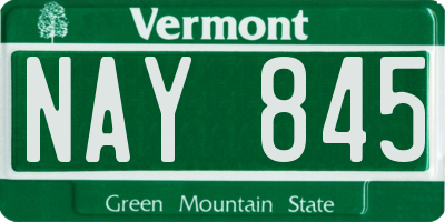 VT license plate NAY845