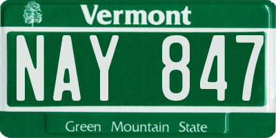 VT license plate NAY847