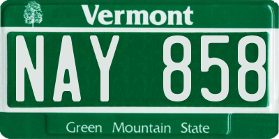 VT license plate NAY858