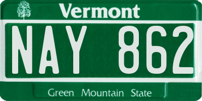 VT license plate NAY862