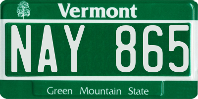 VT license plate NAY865