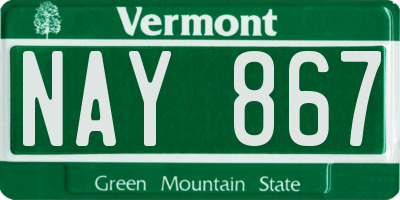 VT license plate NAY867
