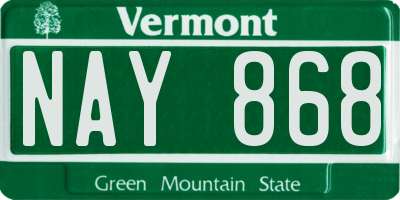 VT license plate NAY868