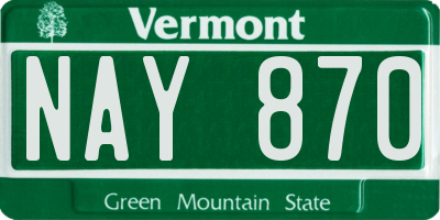 VT license plate NAY870