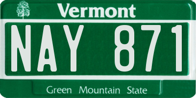 VT license plate NAY871