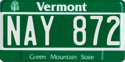 VT license plate NAY872
