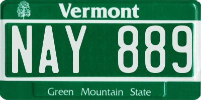 VT license plate NAY889