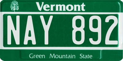 VT license plate NAY892