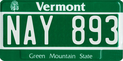 VT license plate NAY893