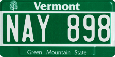 VT license plate NAY898