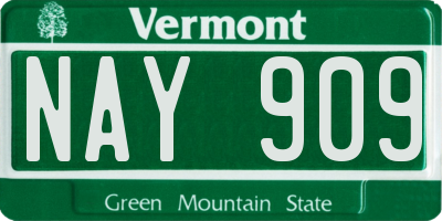 VT license plate NAY909