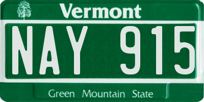 VT license plate NAY915
