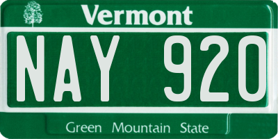 VT license plate NAY920