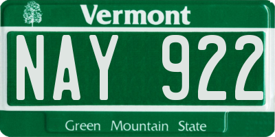 VT license plate NAY922
