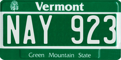 VT license plate NAY923