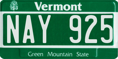 VT license plate NAY925