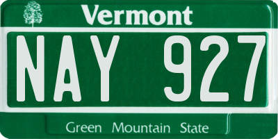 VT license plate NAY927