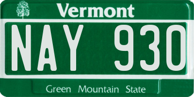 VT license plate NAY930