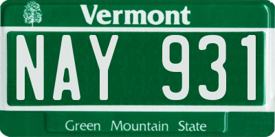VT license plate NAY931