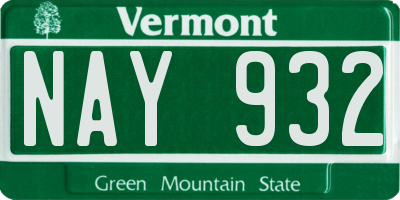 VT license plate NAY932