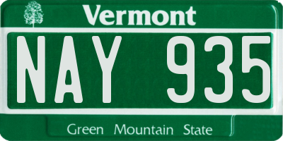 VT license plate NAY935