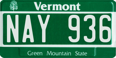 VT license plate NAY936
