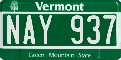 VT license plate NAY937