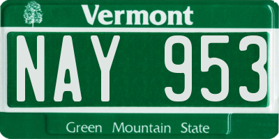 VT license plate NAY953