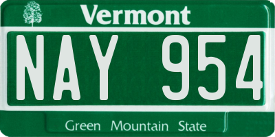 VT license plate NAY954