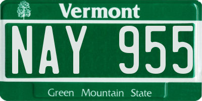 VT license plate NAY955
