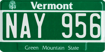 VT license plate NAY956