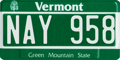 VT license plate NAY958