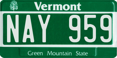 VT license plate NAY959