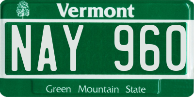 VT license plate NAY960