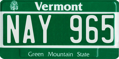 VT license plate NAY965