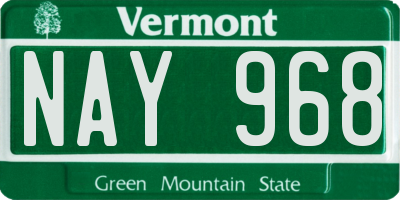 VT license plate NAY968
